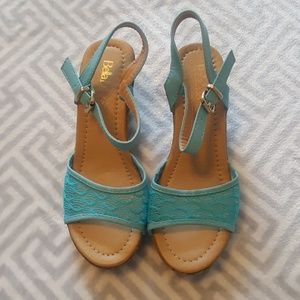 Bella Marie Blue Espadrille Style Wedge Sandals
